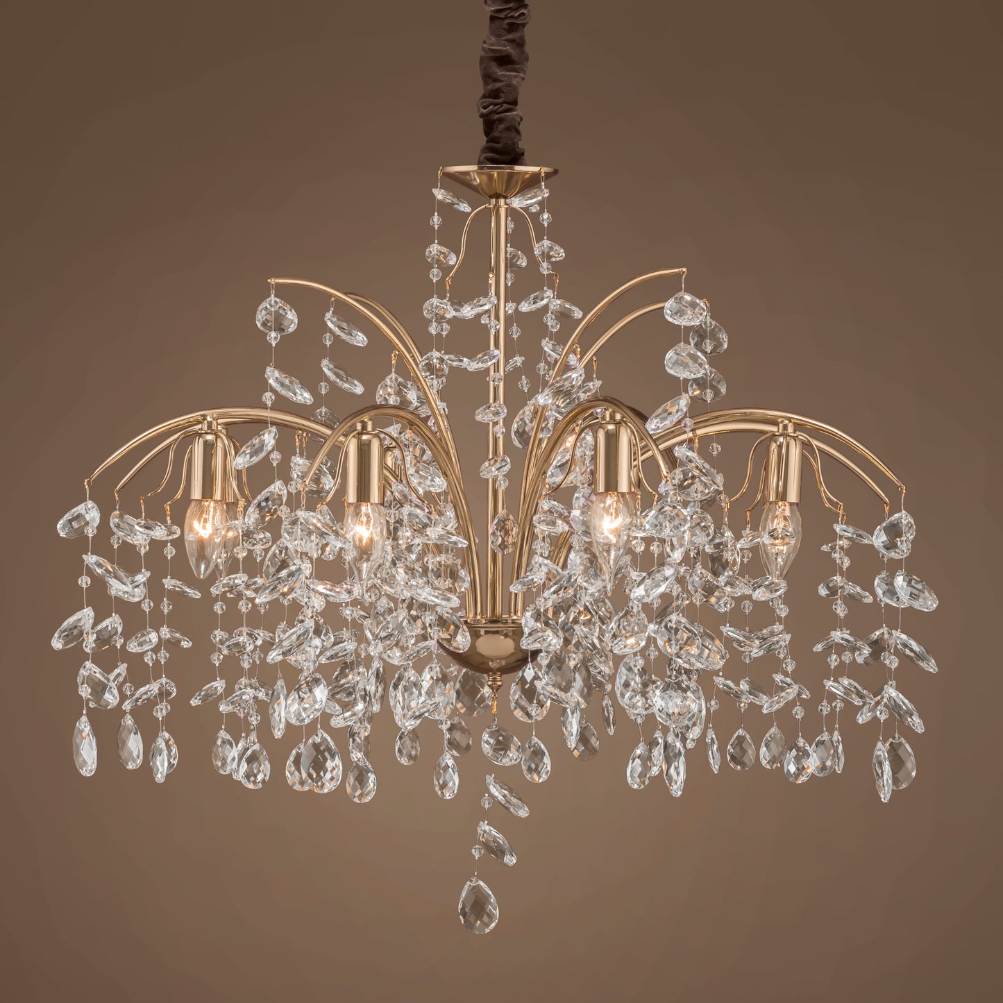 نجفة طيور الجنة، 8 لمبة، معدن، 80×85 سم سوليتير ذهبي 5420 من قنديل مصر - Birds of Paradise Chandelier, 8 Lights, Metal, 80×85cm, Gold 5420|Kandil Egypt