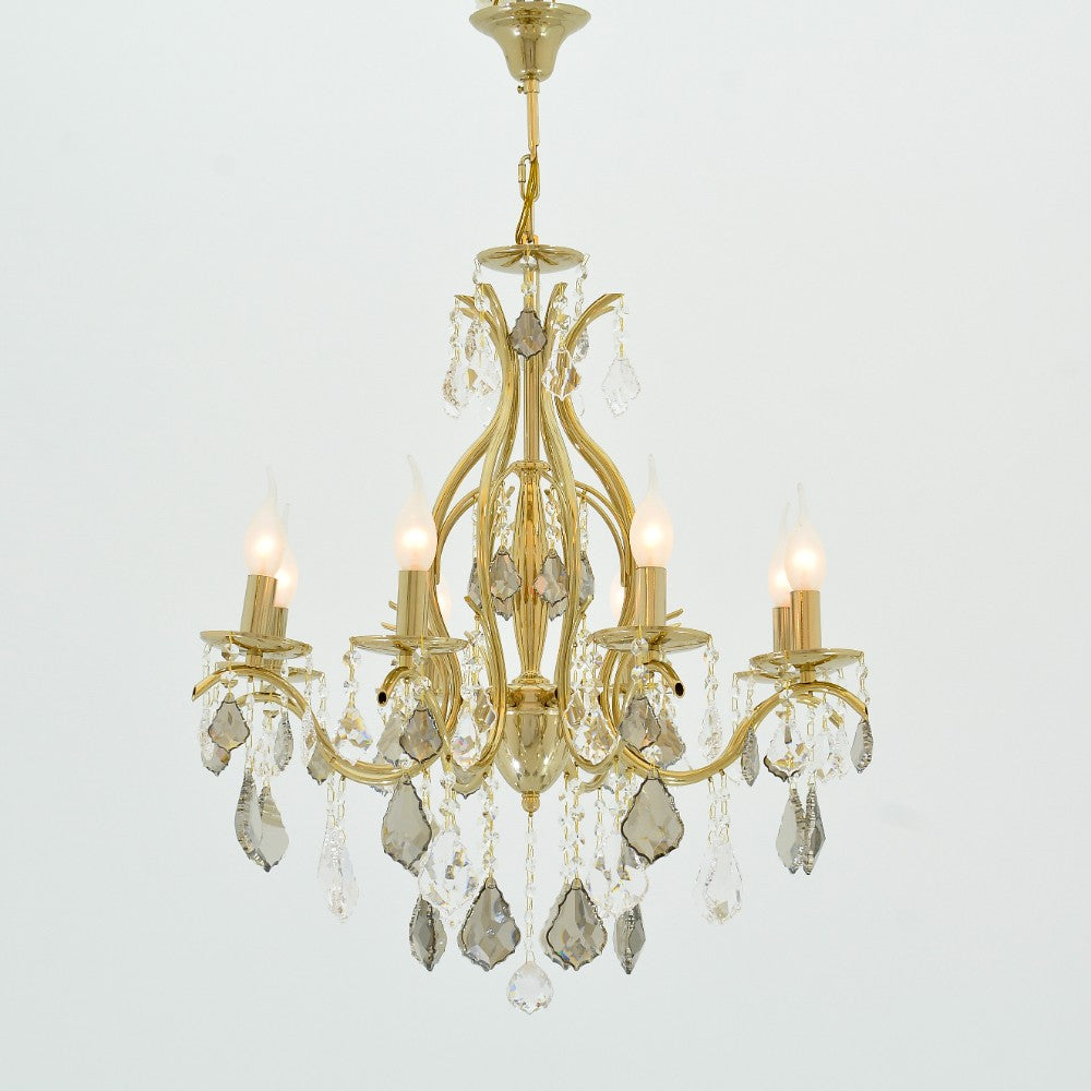 Raisa Chandelier, 8 Lights, Metal, 60×87cm - Solitaire Gold