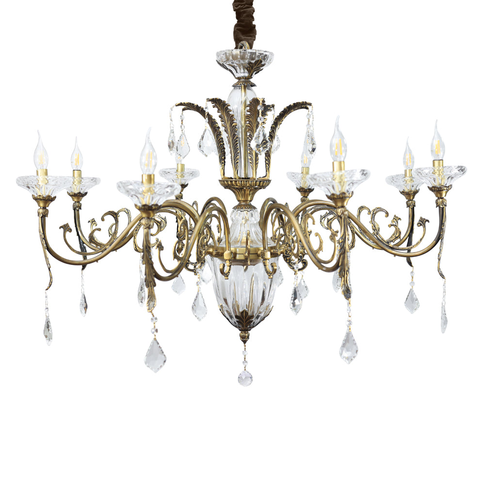 نجفة قلب زجاجي، 8 لمبة، نحاس، 95×114 سم – برونز إيطالي من قنديل مصر - Glass heart Chandelier, 8 Lights, Copper, 95×114cm Italian Bronze|Kandil Egypt