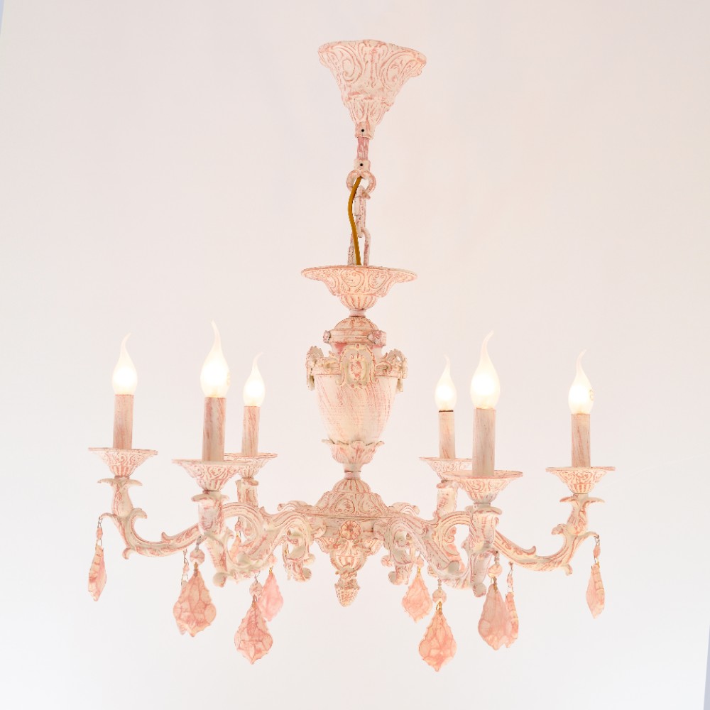 Marseille 6 Lights Whitey Rose Chandelier