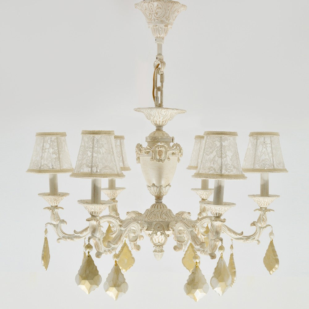 نجفة مارسيليا البيضاء ذات الستة لمبة