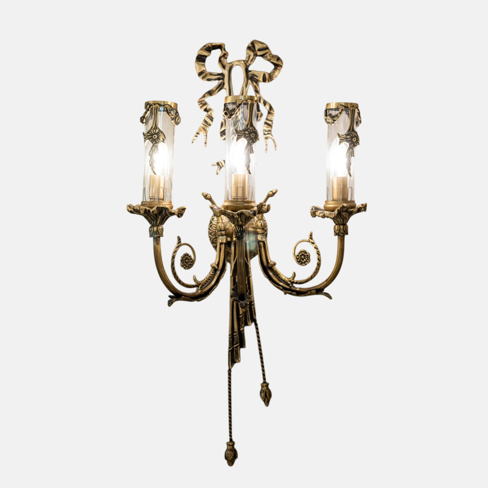أبليك فونيكا، 3 لمبة، نحاس، 82×25 سم برونز إيطالي من قنديل مصر - Fonika Wall Lamp, 3 Light, Copper, 82×25 cm Italian Bronze|Kandil Egypt