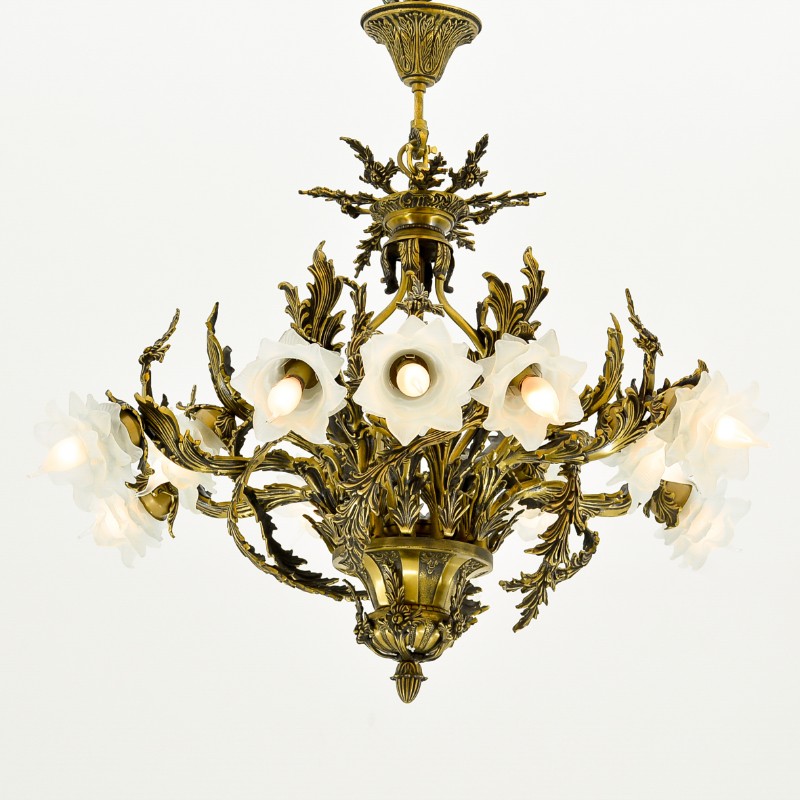 Calla Chandelier, 12 Lights, Copper, 95×95cm - Italian Bronze