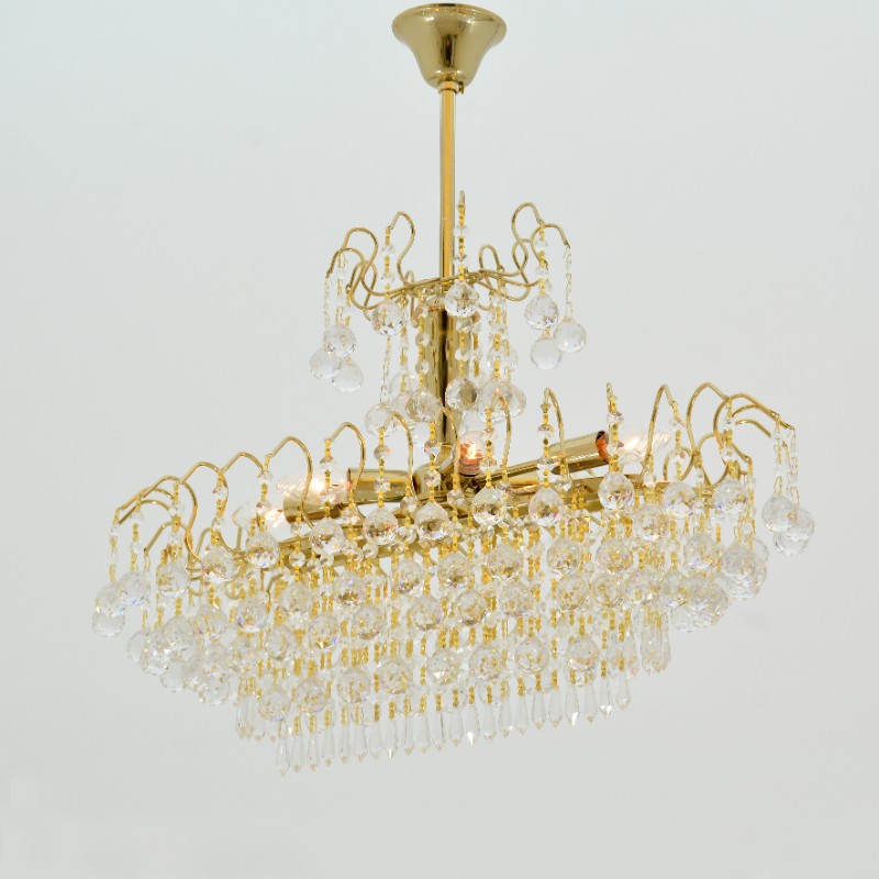 Shadow Oval Chandelier, 6 Lights, Metal, 65×70cm - Solitaire Gold