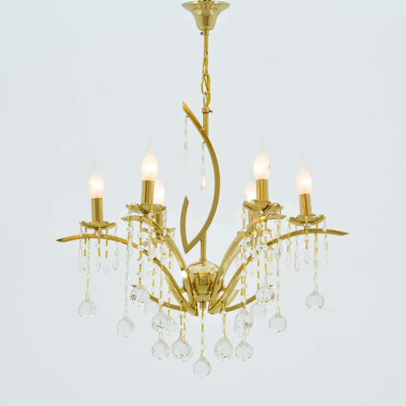 Violet Chandelier, 6 Lights, Metal, 64×80cm - Solitaire Gold