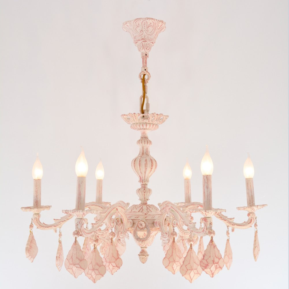 Turkey Comb 6 Lights Whitey Rose Chandelier