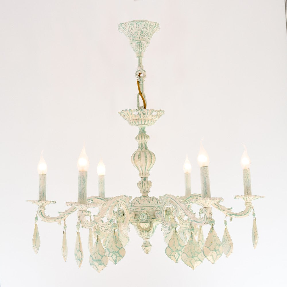 Turkey Comb 6 Lights Whitey Turquoise Chandelier