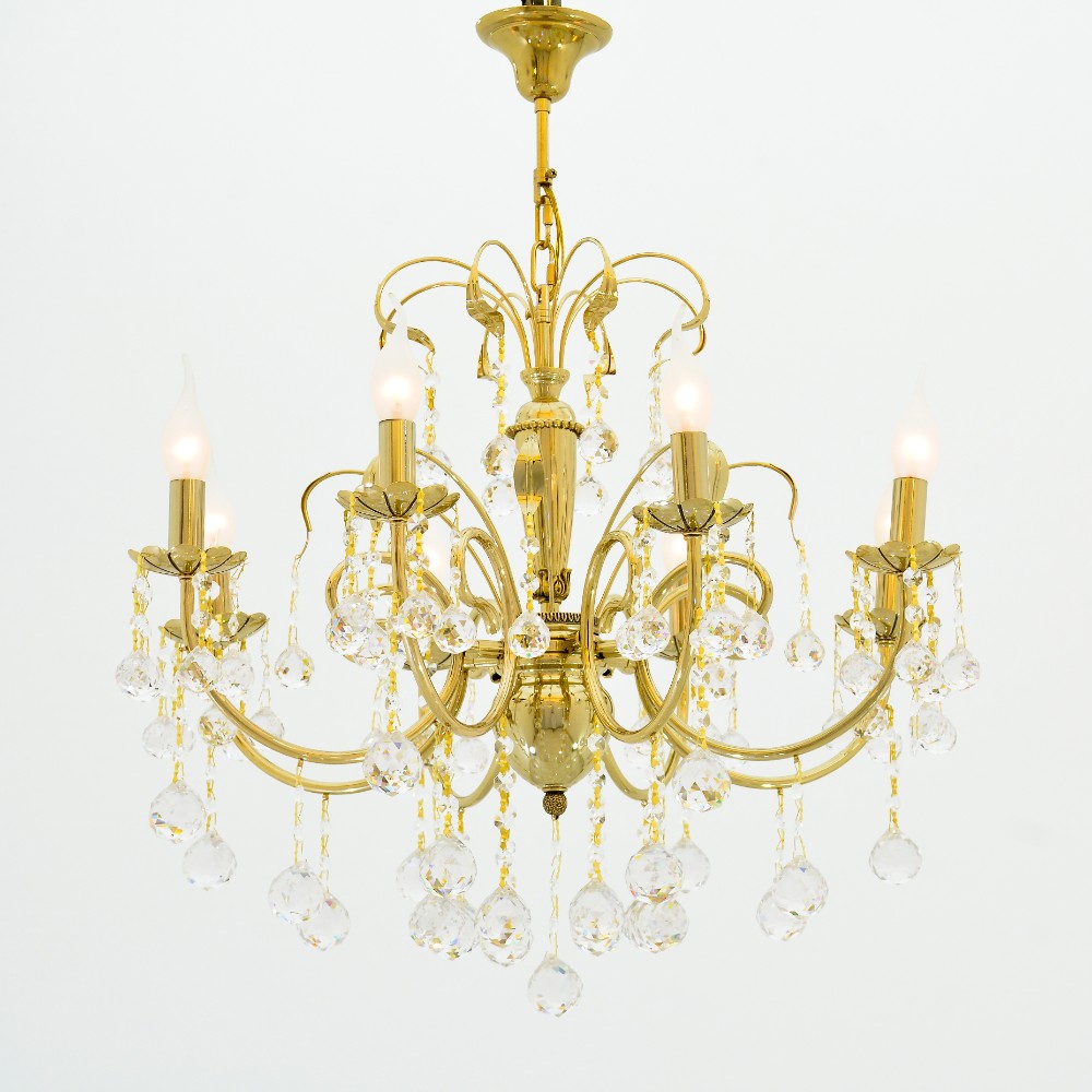 Sondos Chandelier, 8 Lights, Metal, 65×75cm - Solitaire Gold