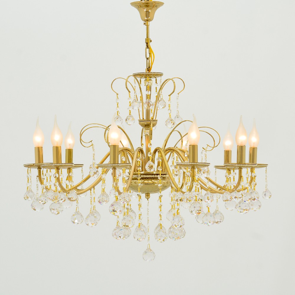 نجفة فيرا، 10 لمبة، معدن، 77×82 سم سوليتير ذهبي من قنديل مصر - Vera Chandelier, 10 Lights, Metal, 77×82cm Solitaire Gold|Kandil Egypt