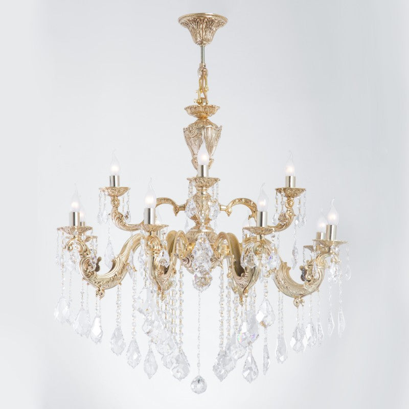 نجفة ذهبية لؤلؤية بـ 12 لمبة