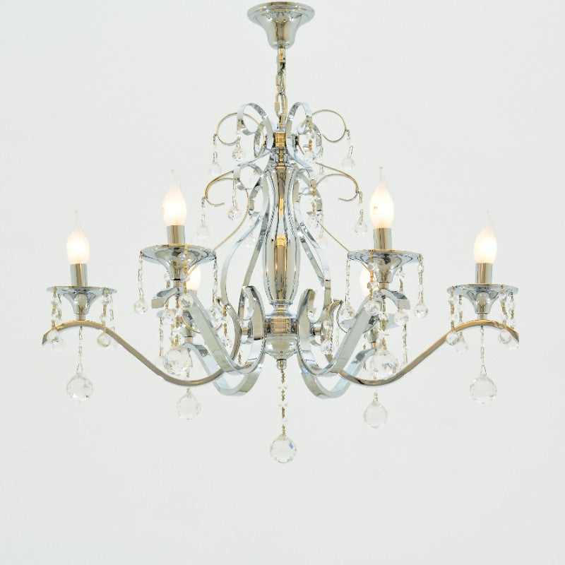 Polestar Chandelier, 6 Lights, Metal, 73×74cm - Chrome