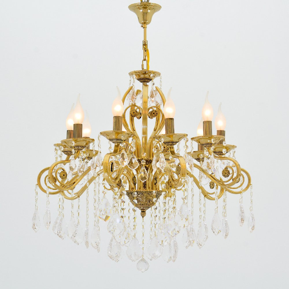 نجفة أنقرة، 10 لمبة، معدن، 70×85 سم - سوليتير ذهبي