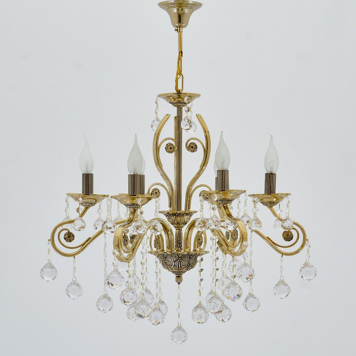 نجفة أنقرة، 6 لمبة، معدن، 60×80 سم - سوليتير ذهبي