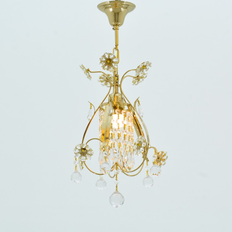 Crystal Lantern, 30×75cm, 1 Light, Metal - Solitaire Gold