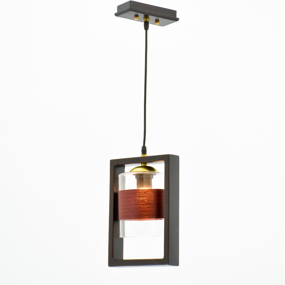 Wooden Pendant, 1 Light, Wood, 18×64 cm - Copper