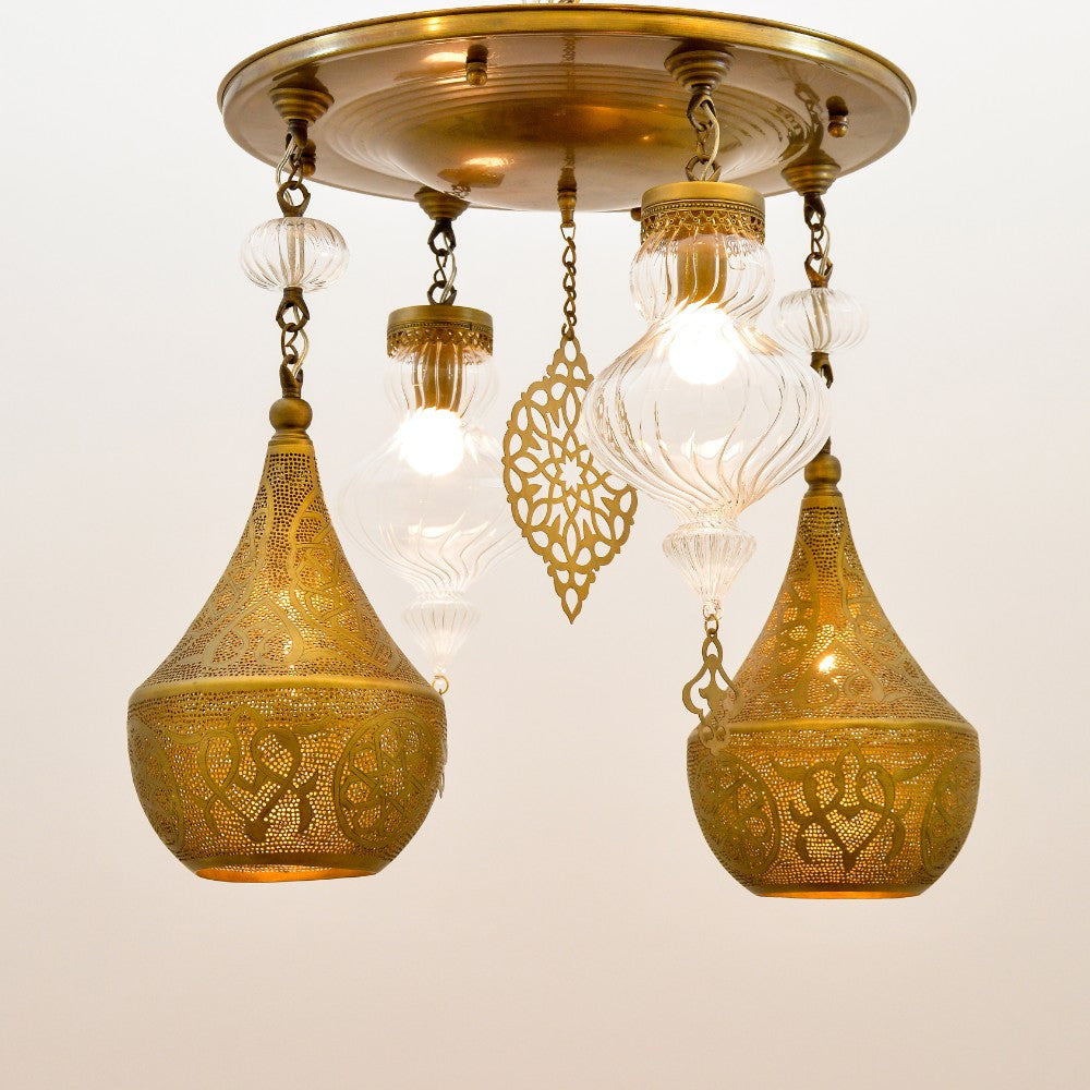 Asmara Pendant, 4 Lights, Copper, 50×70 cm - Gold