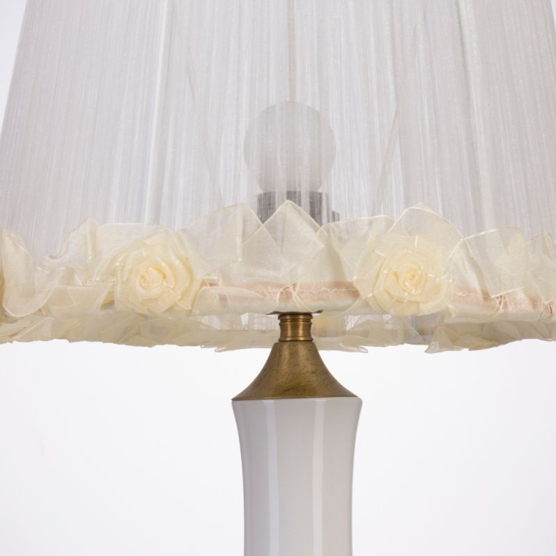أباجورة مزهر، 1 لمبة، سيراميك، 30×69 سم أبيض من قنديل مصر - Mazhar Table Lamp, 1 Light, Ceramic, 30×69 cm White|Kandil Egypt