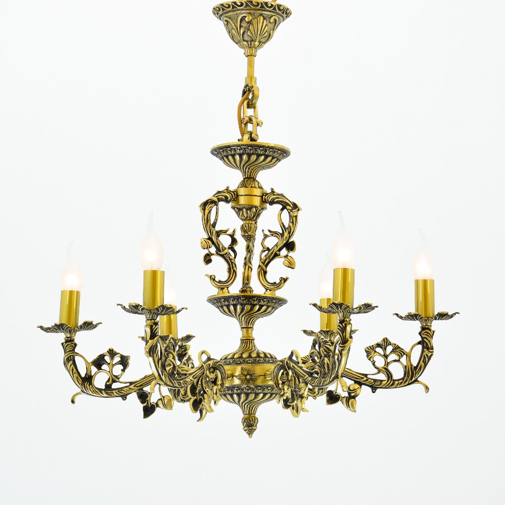 نجفة روجينا، 6 لمبات، نحاس، 64×80 سم برونز ايطالي من قنديل مصر - Rogina Chandelier, 6 Lights, Copper, 64×80cm Italian Bronze|Kandil Egypt