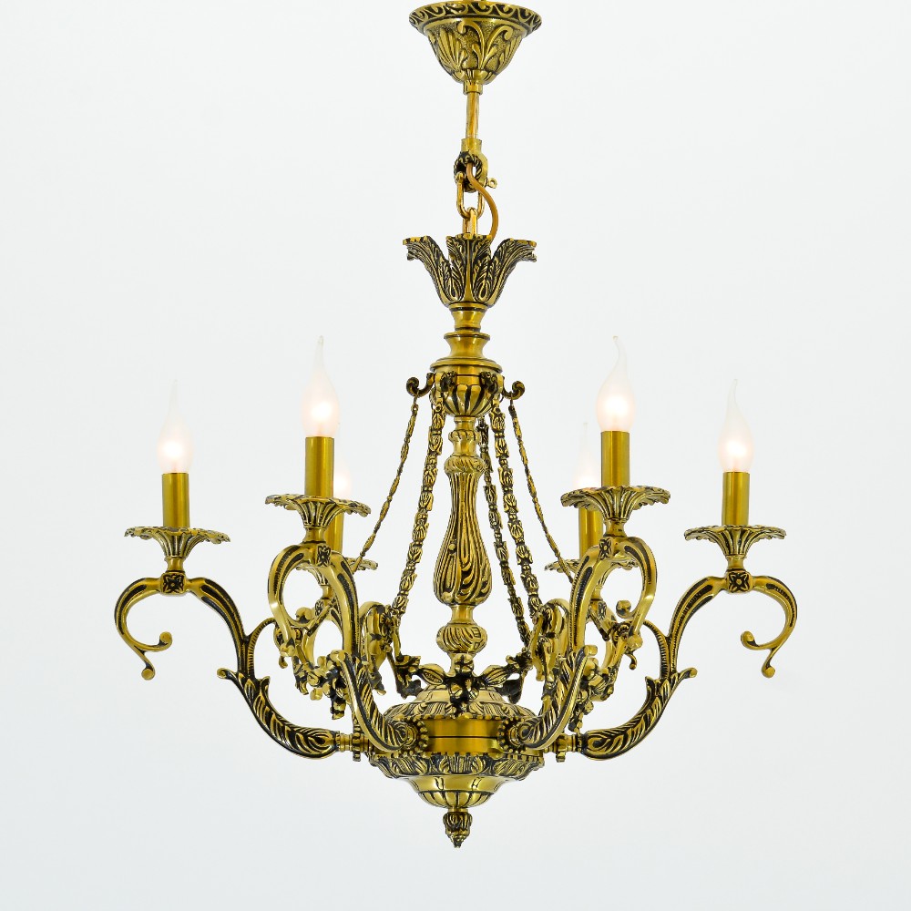 Versaille Chandelier, 6 Lights, Copper, 64×80cm - Italian Bronze