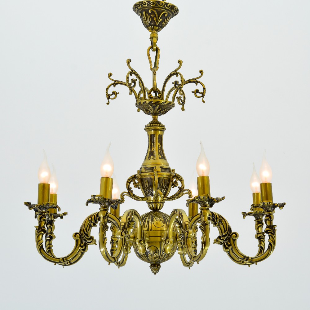 Salome Chandelier, 8 Lights, Copper, 70×85cm - Italian Bronze