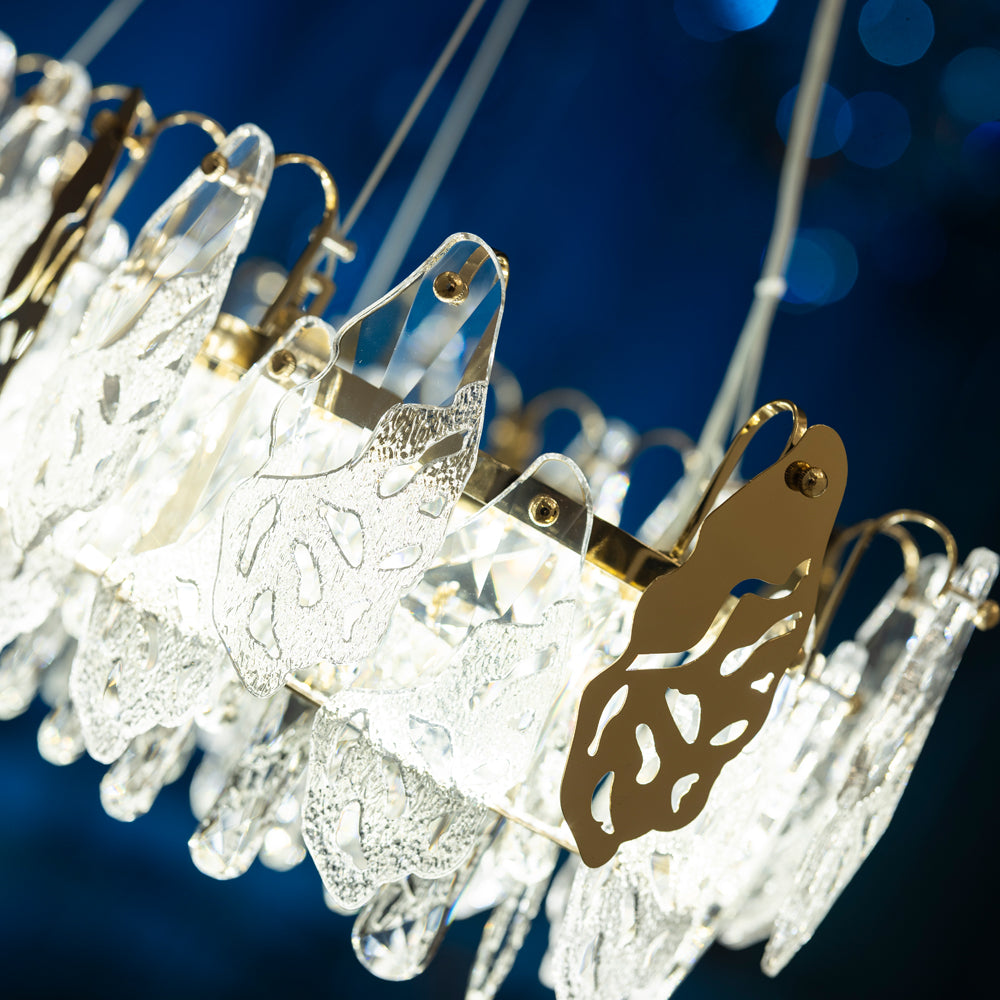 نجفة ميساكي LED، معدن/ستانلس ستيل، 80×30 سم سوليتير ذهبي من قنديل مصر - Misaki LED Chandelier, Metal/Stainless Steel, 80×30cm Solitaire Gold|Kandil Egypt