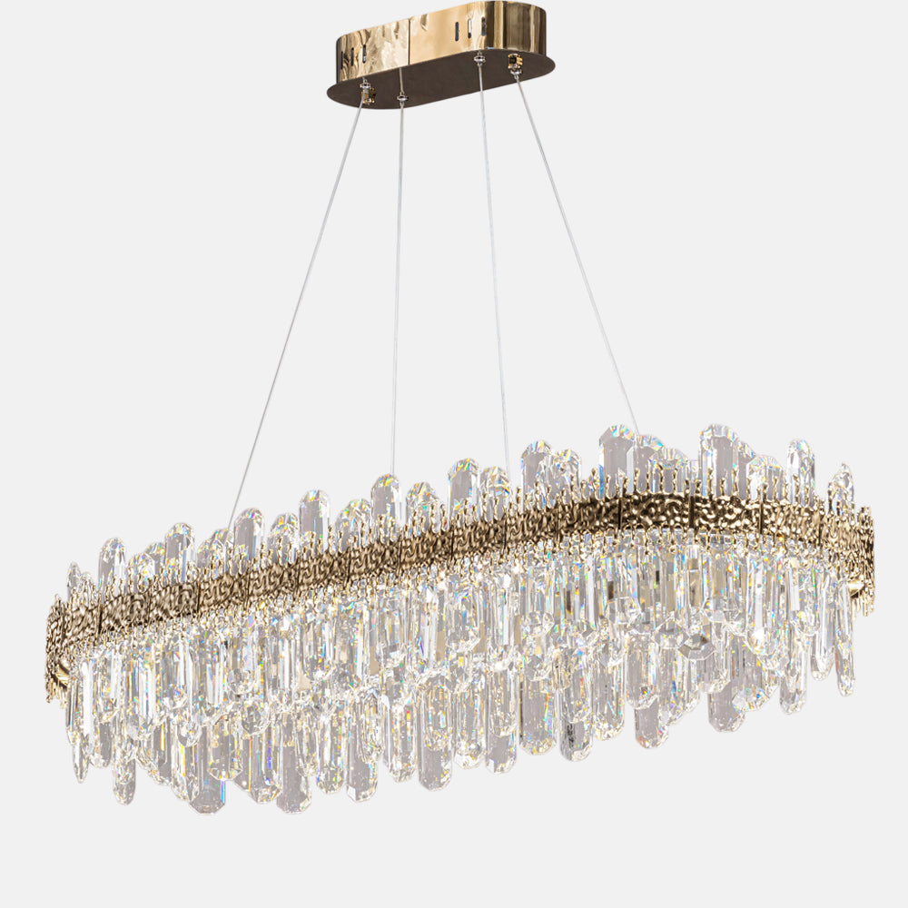 نجفة LED كاندل، معدن/ستانلس ستيل، 90×35 سم سوليتير ذهبي من قنديل مصر - Candle LED Chandelier, Metal/Stainless Steel, 90×35cm Solitaire Gold|Kandil Egypt