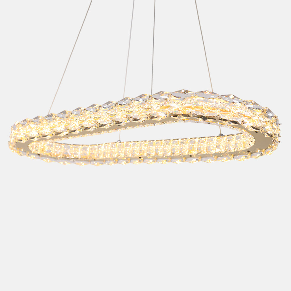Diamanto Oval Chandelier, Stainless Steel, 40×60cm - Solitaire Gold