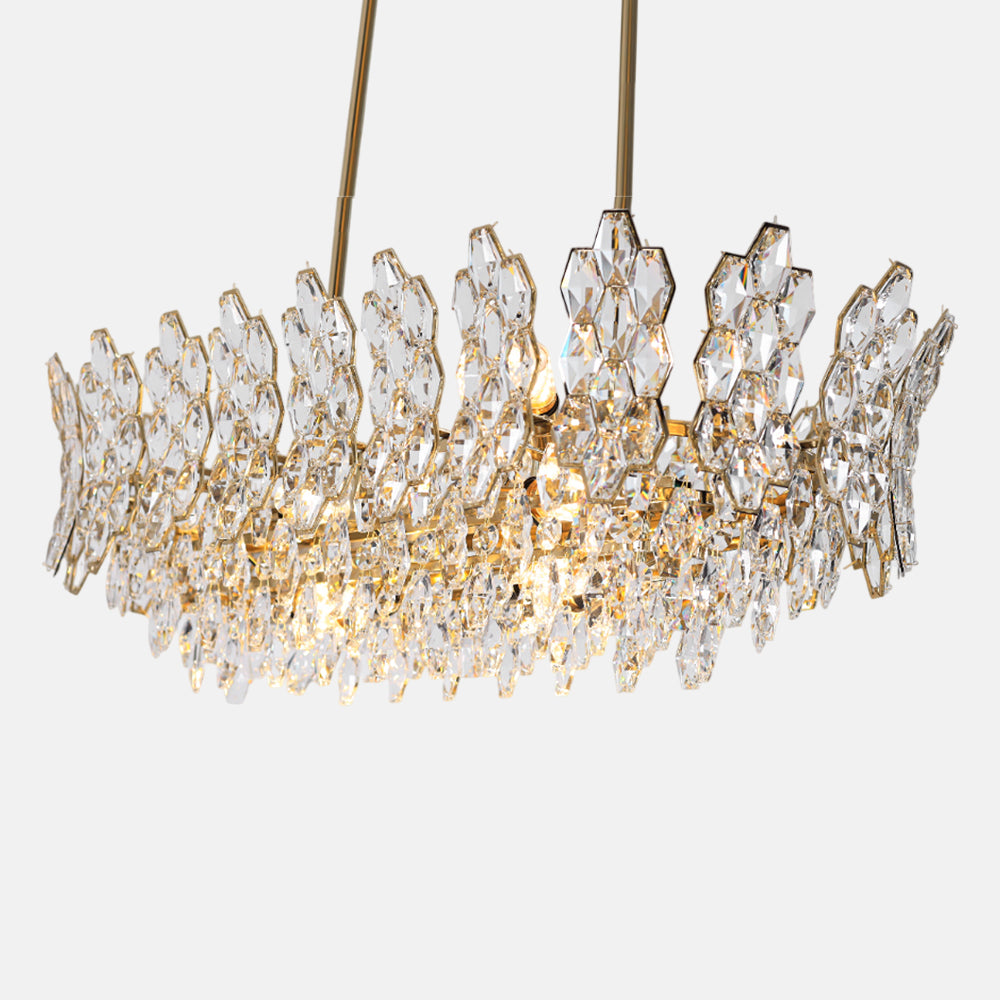 نجفة كاليروي بيضاوية ، 10 لمبة، ستانلس ستيل، 40×52 سم - سوليتير ذهبي