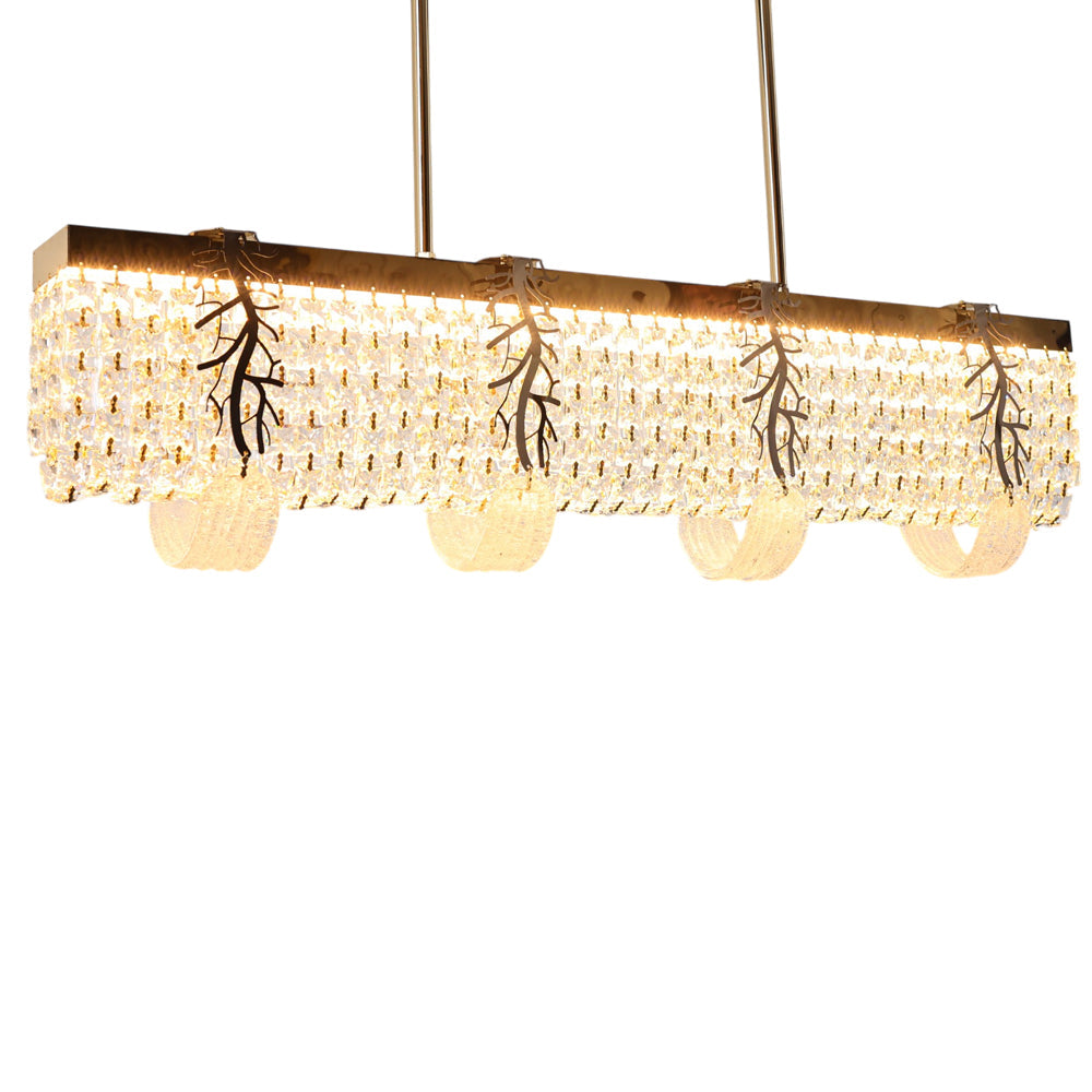 Lunette LED Chandelier, Stainless Steel, 100×15×70cm - Solitaire Gold-نجفة ليد لونيت، استانلس ستيل، 100×15×70 سم - سوليتير ذهبي