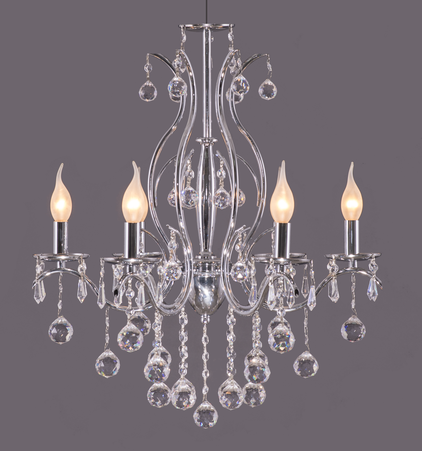 نجفة رايزا، 6 لمبة، معدن، 60×80 سم كروم من قنديل مصر - Raisa Chandelier, 6 Lights, Metal, 60×80cm, Chrome|Kandil Egypt