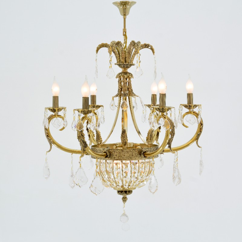 Imperial Chandelier, 6 Lights, Metal, 67×95cm - Gold-نجفة إمبريال، 6 لمبة، معدن، 67×95 سم - ذهبي