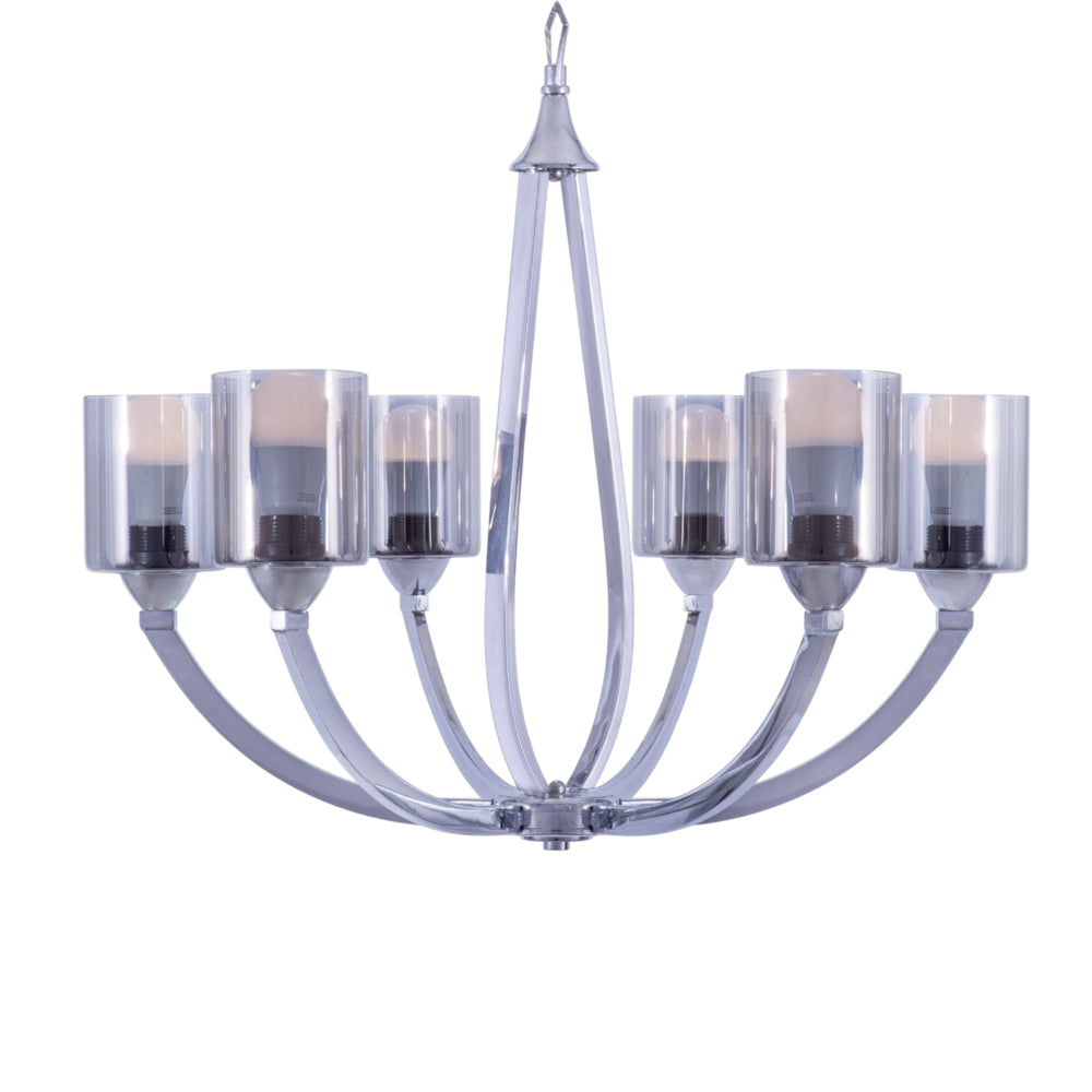Candle Chandelier, 6 Lights, Metal, 60×60cm, Chrome