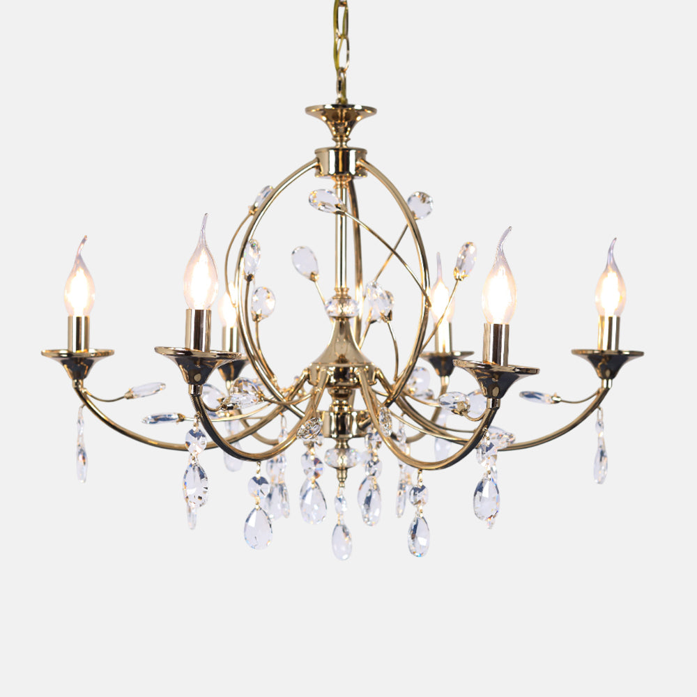 Lokia Chandelier, 6 Lights, Metal, 70×65cm - Solitaire Gold