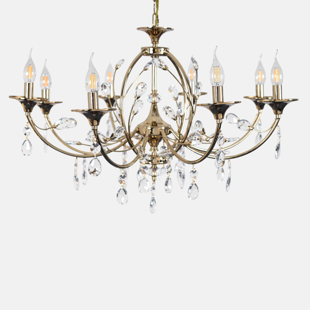 Lokia Chandelier, 8 Lights, Metal, 80×65cm - Solitaire Gold
