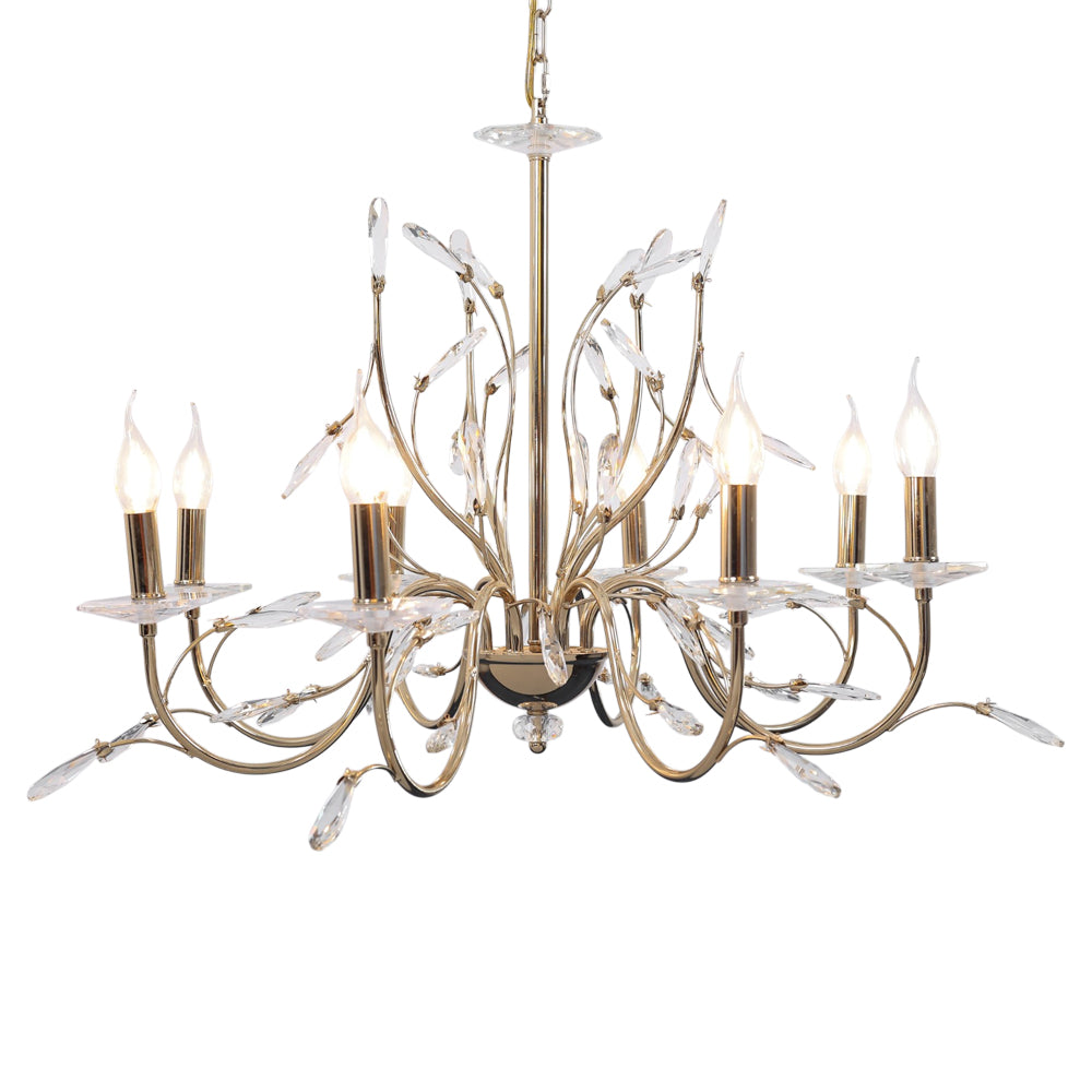 Seraphina Chandelier, 8 Lights, Metal, 85×65cm - Solitaire Gold-نجفة سيرافينا، 8 لمبة، معدن، 85×65 سم - سوليتير ذهبي