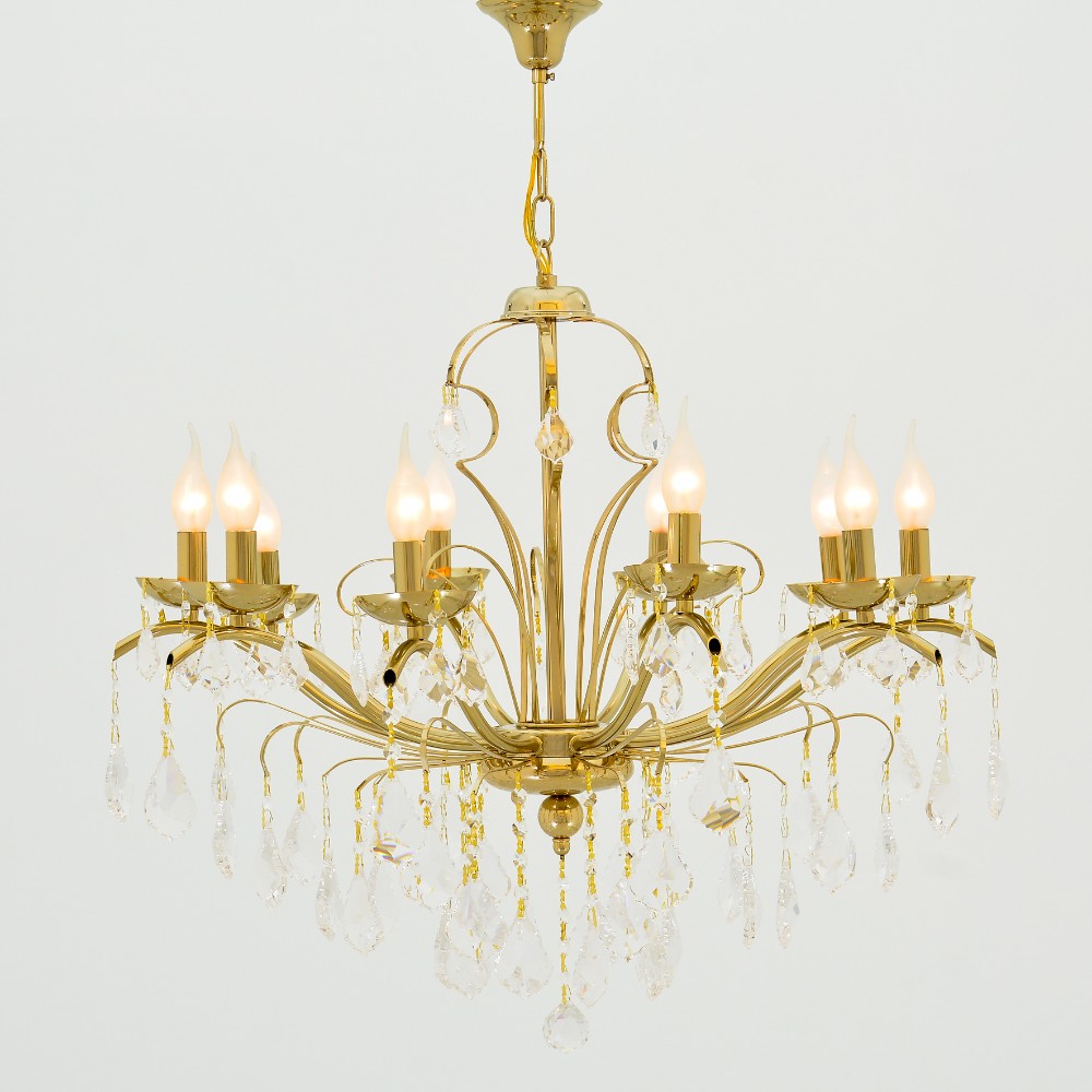 Da Vinci Chandelier, 10 Lights, Metal, 70×65cm - Solitaire Gold-نجفة دافينشي، 10 لمبة، معدن، 70×65 سم - سوليتير ذهبي