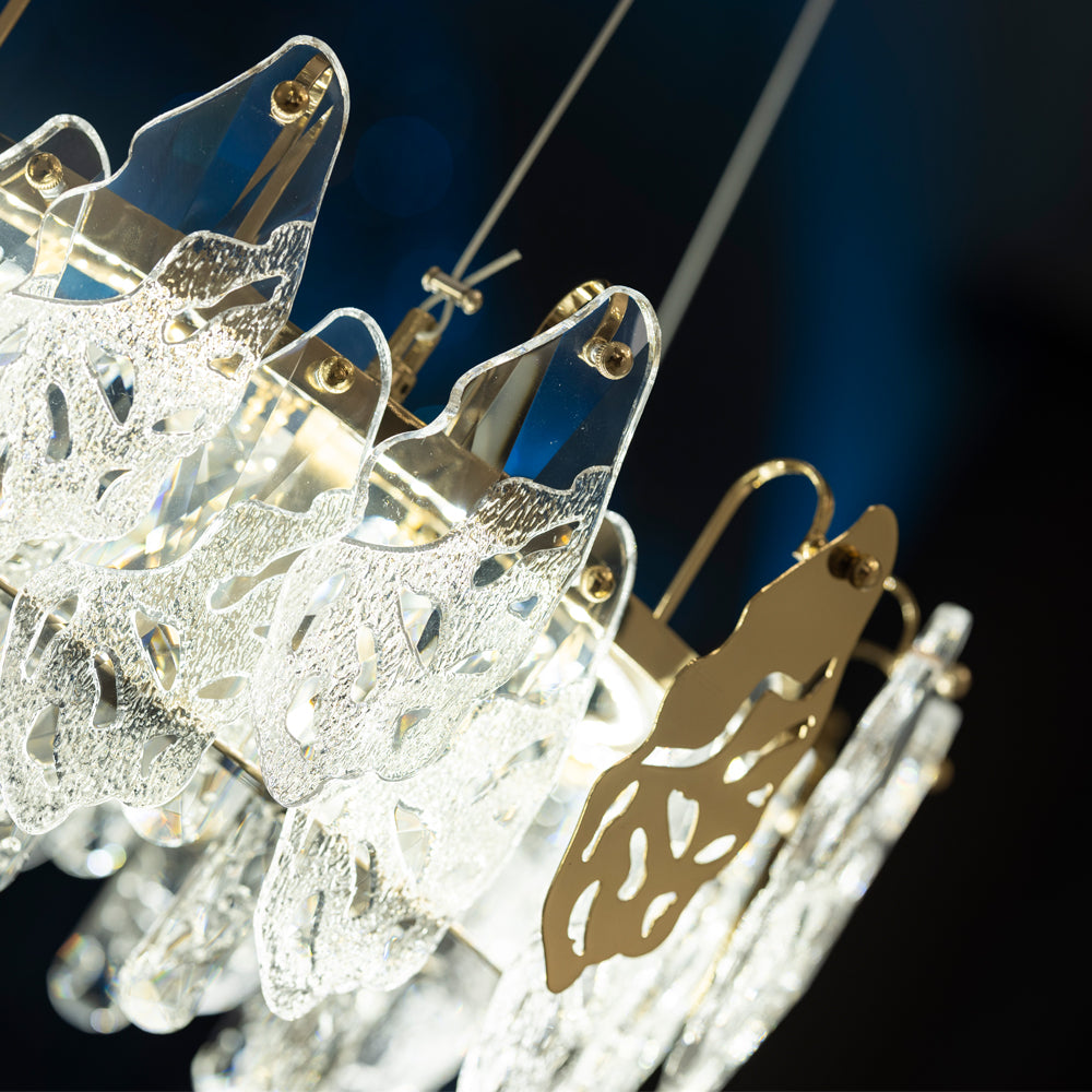 نجفة ميساكي LED، معدن/ستانلس ستيل، 80×50 سم سوليتير ذهبي من قنديل مصر - Misaki LED Chandelier, Metal/Stainless Steel, 80×50cm Solitaire Gold|Kandil Egypt
