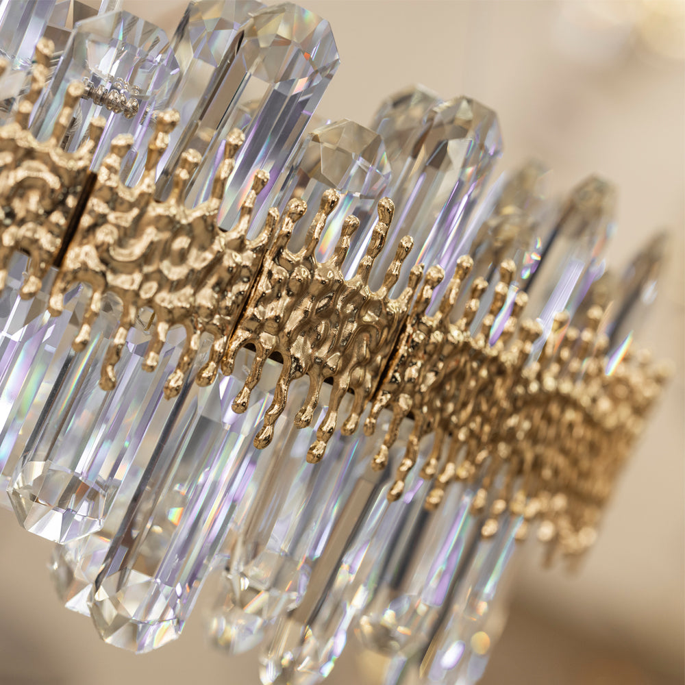 نجفة ليد كاندل، معدن، 80×50 سم سوليتير ذهبي من قنديل مصر - Candle LED Chandelier, Metal, 80×50cm, Solitaire Gold|Kandil Egypt