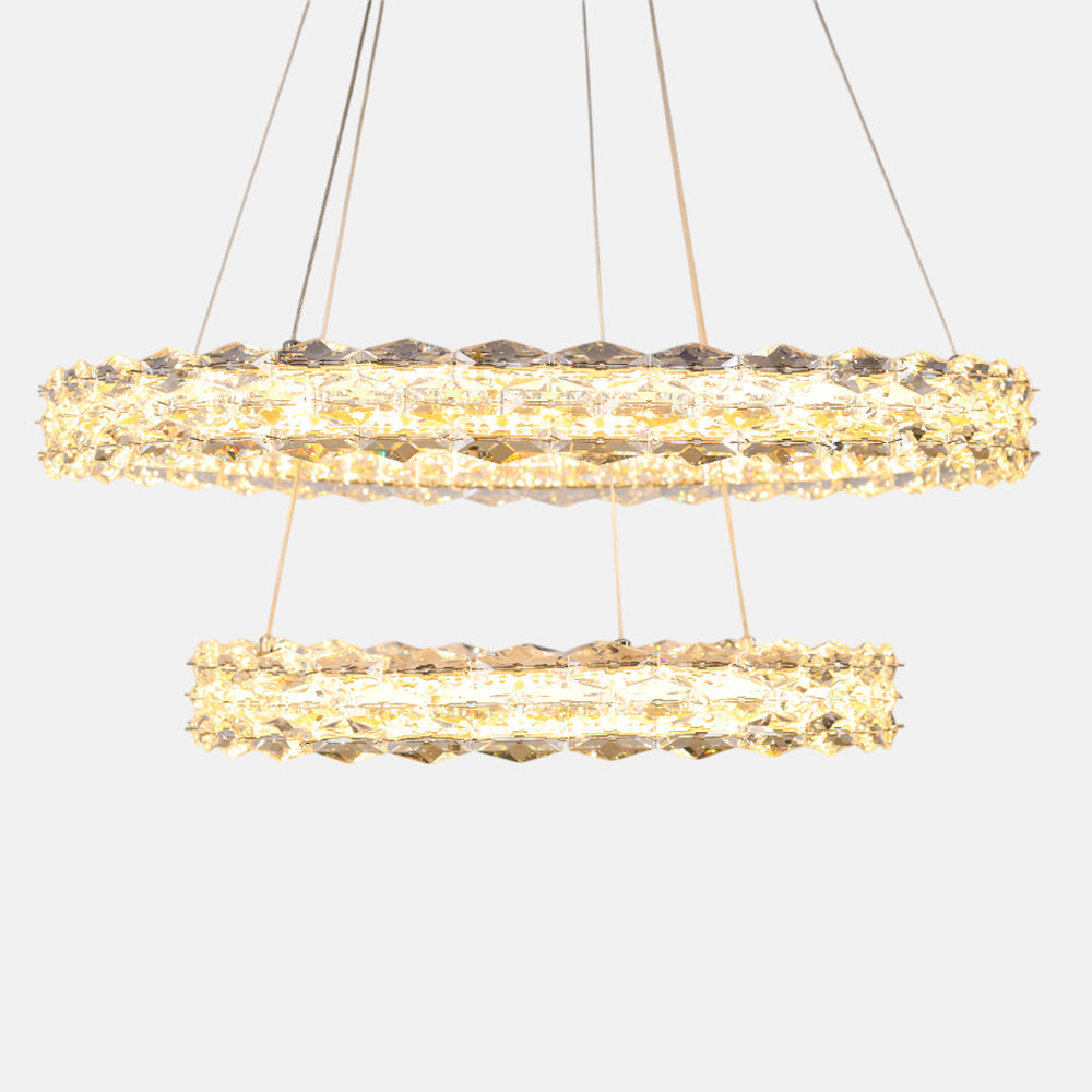 Diamanto Chandelier, Stainless Steel, 70cm - Solitaire Gold