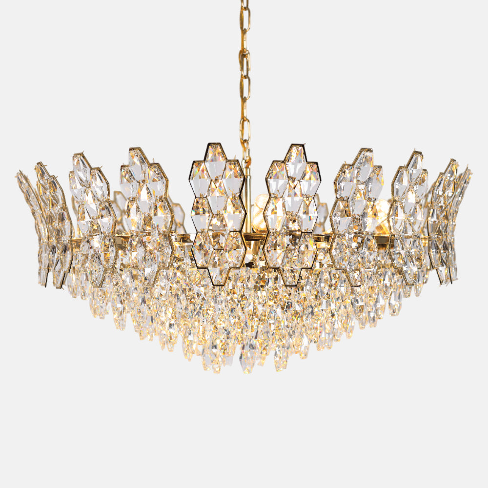 Caleroy Chandelier, 16 Lights, Stainless Steel, 70×50cm - Solitaire Gold