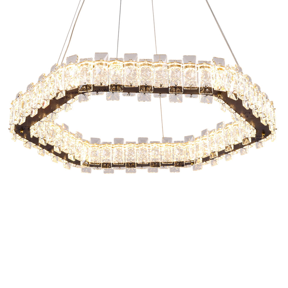 Lunessa LED Chandelier, Stainless Steel, 70×70cm - Solitaire Gold-نجفة ليد لونيسا، استانلس ستيل، 70×70 سم - سوليتير ذهبي