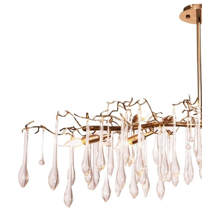 Oval Branches Chandelier, 10 Lights, 45×135cm - Solitaire Gold