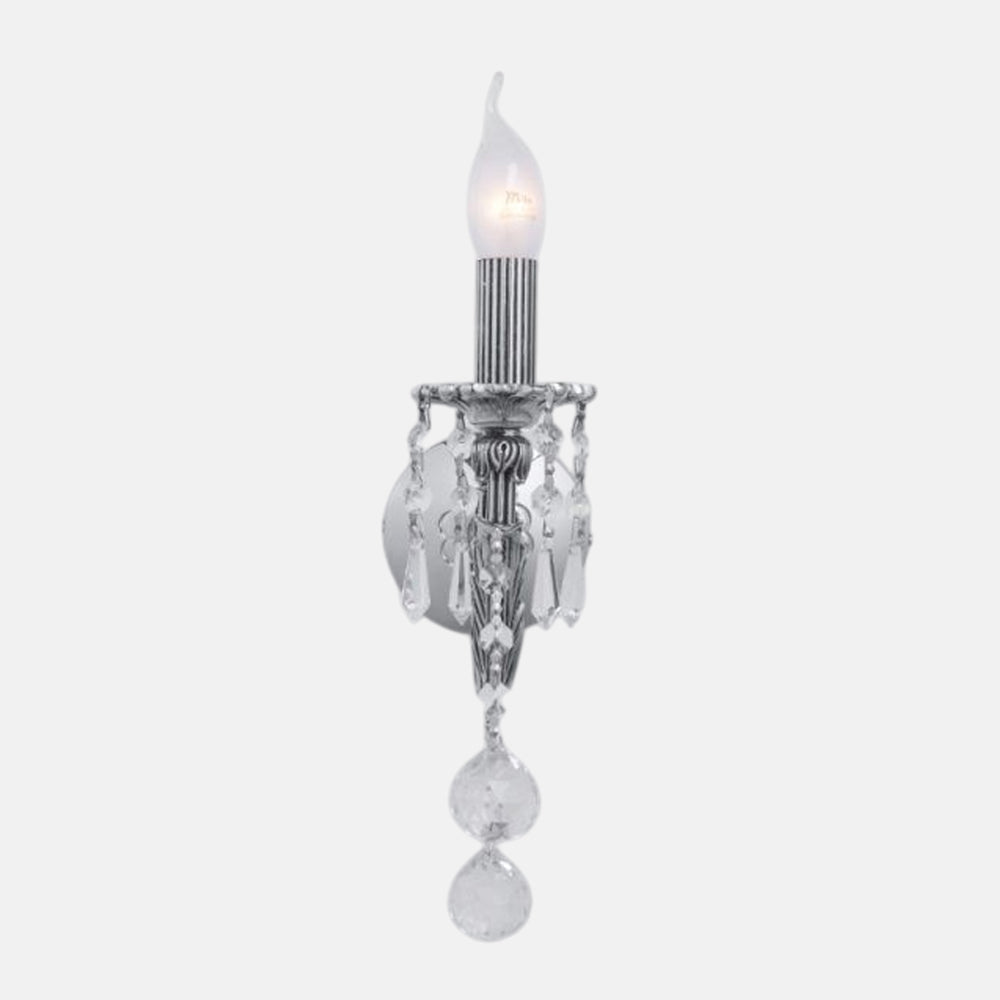 أبليك قيثارة، 1 لمبة، معدن، 10×30 سم كروم من قنديل مصر - Lyre Wall Lamp, 1 Light, Metal, 10×30 cm Chrome|Kandil Egypt