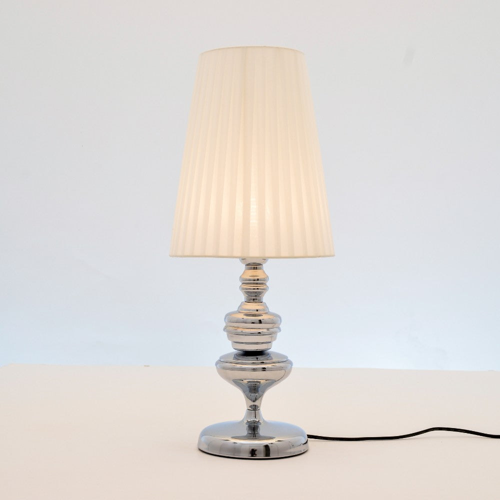 أباجورة ملك، 1 لمبة، خامات متعددة، 60×24 سم كروم من قنديل مصر - Malek Table Lamp, 1 Light, Multiple Materials, 60×24 cm Chrome|Kandil Egypt
