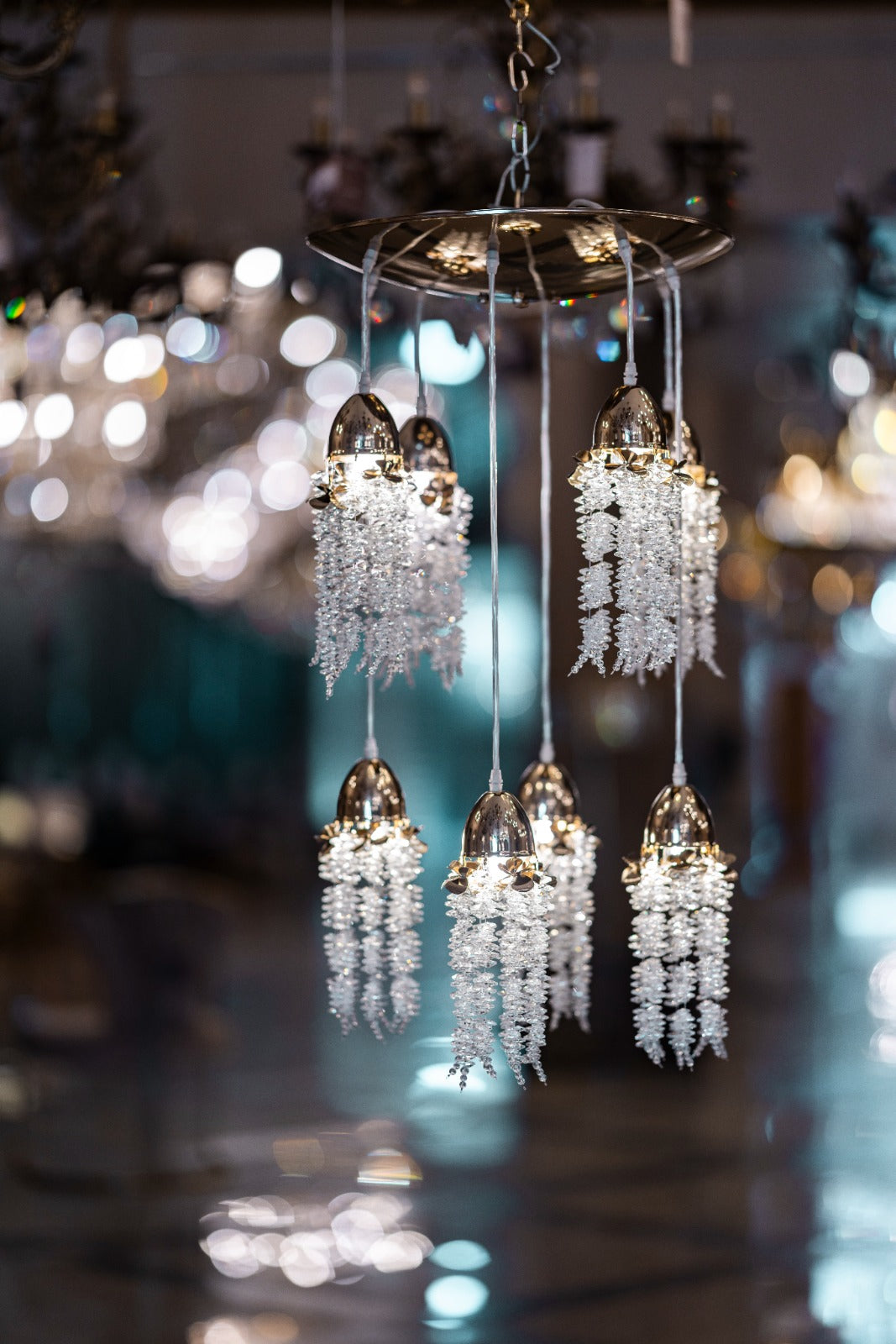 Chandelier 5549, 8 Light, Metal, 48×8cm, Solitaire Gold