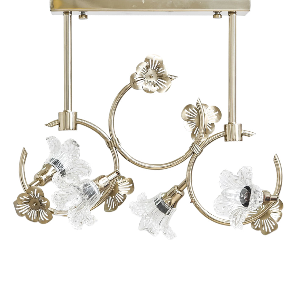 معلقة ذهبية مخططة بأربعة أضواء من حجر سوليتير وردي