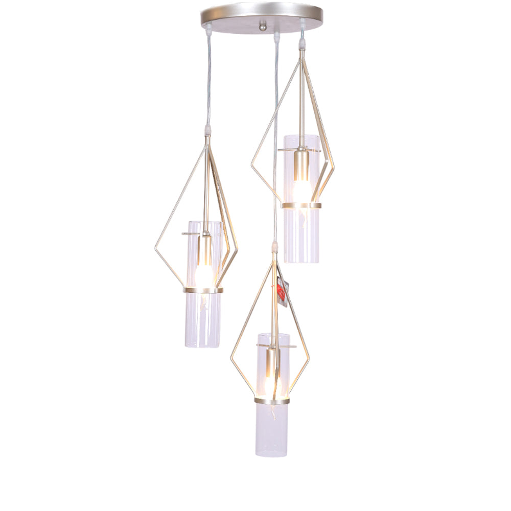 معلقة أوليفيا، 3 لمبة، معدن، 80×25 سم شامبين من قنديل مصر - Olivia Pendant, 3 Lights, Metal, 80×25 cm Champagne|Kandil Egypt