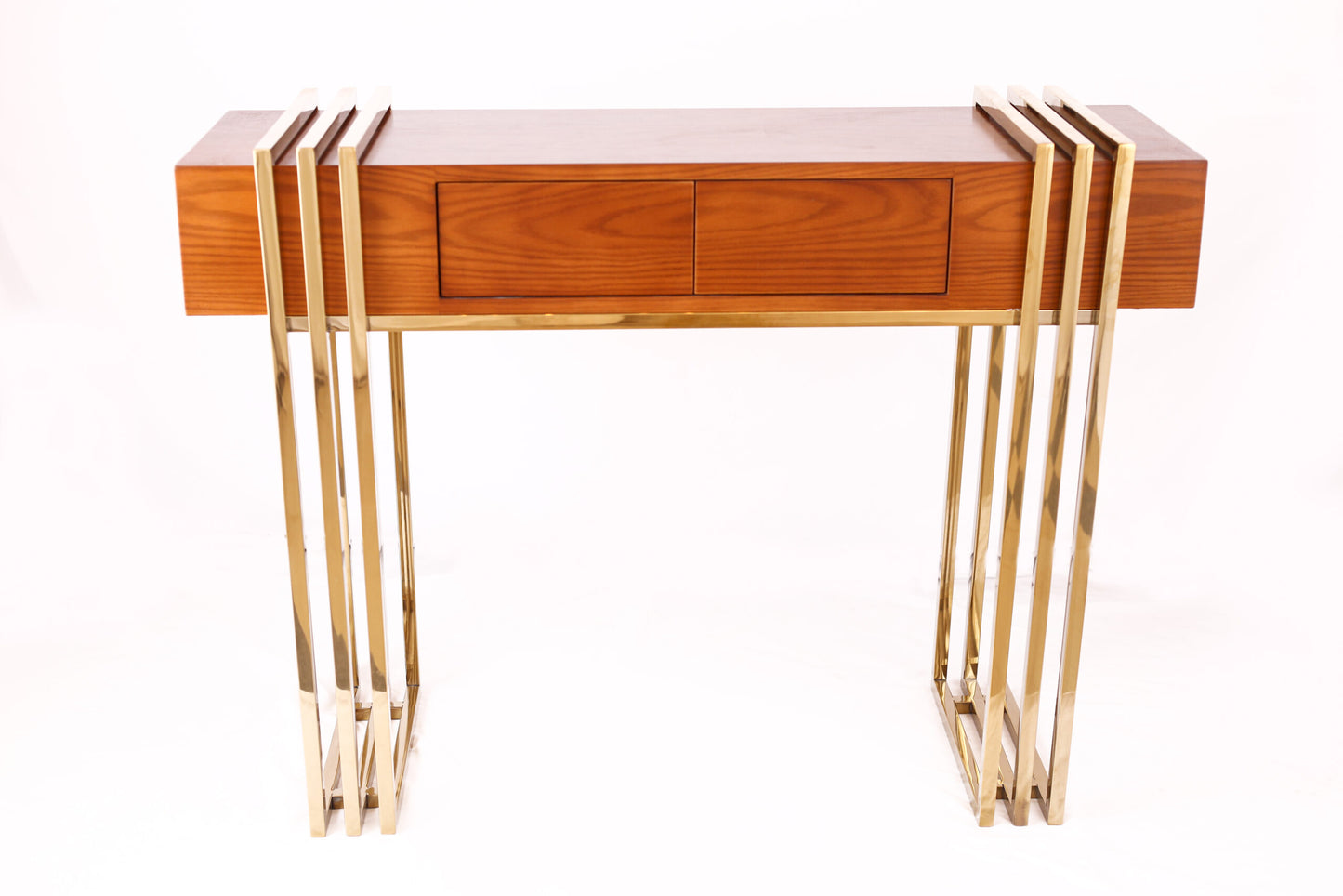 كونسول بدرجين، ستانلس ستيل، 90×40 سم ذهبي من قنديل مصر - Two-Drawer Console, Stainless Steel, 90×40 cm Gold|Kandil Egypt