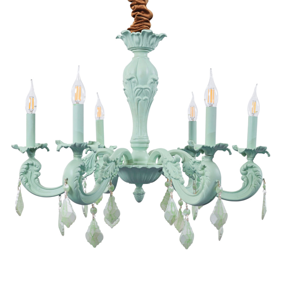 نجفة رويال، 6 لمبة، ألومنيوم، 70×70 سم أخضر - Royal Chandelier, 6 Lights, Aluminum, 70×70cm Green