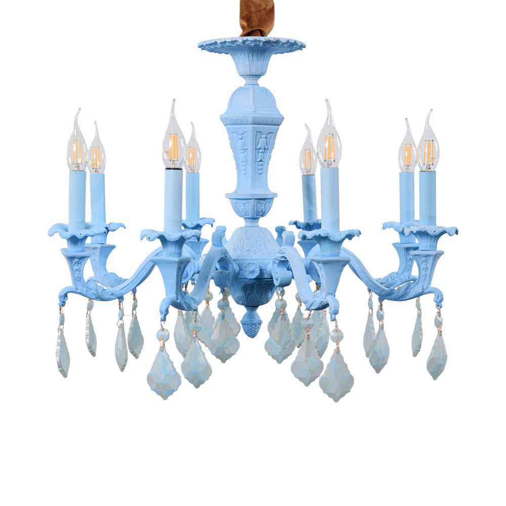 نجفة كراون، 8 لمبة، ألومنيوم، 66×75 سم أزرق - Crown Chandelier, 8 Lights, Aluminum, 66×75cm Blue